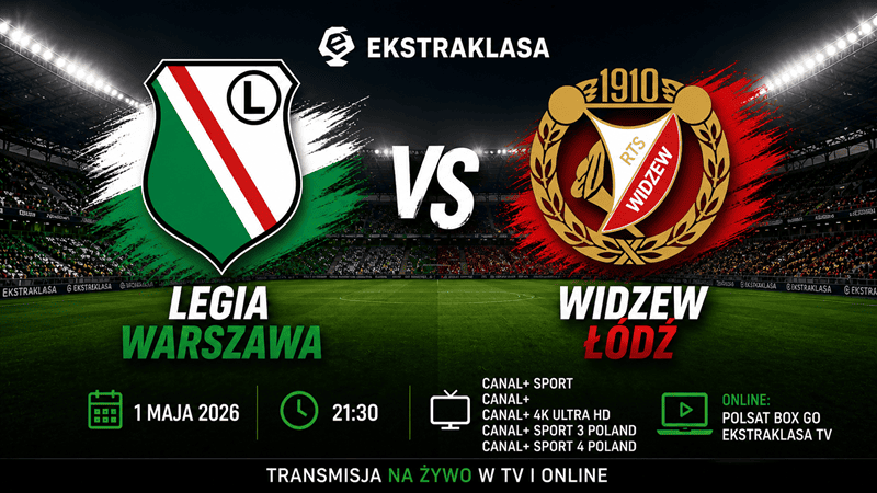 Legia Warszawa – Widzew Łódź transmisja online i TV